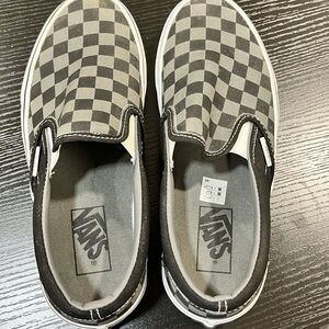 Vans Black and Gray Checkered Slip-On Sneakers